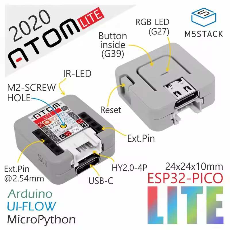 M5Stack ATOM Echo 可编程智能音箱 IOT内置ESP32蓝牙Wi-Fi物