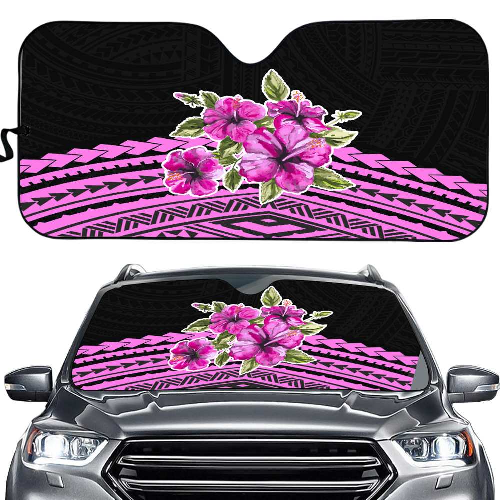 外贸图案定制粉色犀牛花遮阳汽车遮阳板挡前挡风玻璃防晒隔热板