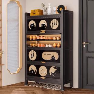 钢制鞋柜家用室内大容量落地多层鞋架门口入户一体防尘铁艺储物柜