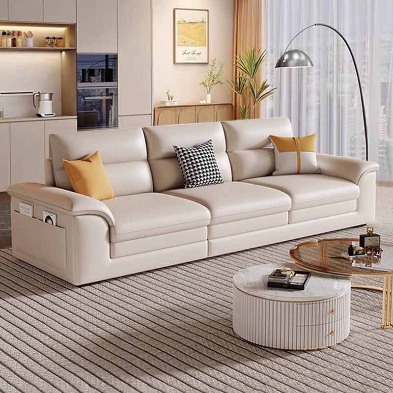 奶油风科技布沙发客厅小户型现代简约直F排2024新款猫爪真皮三人