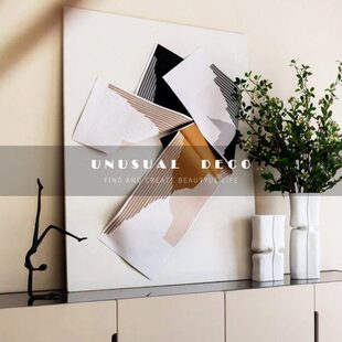 样板间装饰品摆件客厅售楼处轻奢人物玄关铁艺白色陶瓷花瓶简约