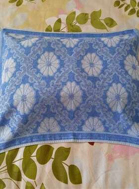 学生宿舍上下铺单位单人床蓝色枕巾一条纯蓝色蓝白Z格枕套一