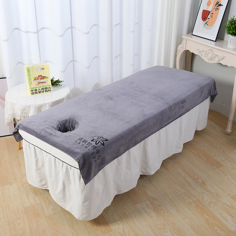 美容院浴巾铺床带开洞大毛巾吸水加厚美容J床按摩床单专用定制log