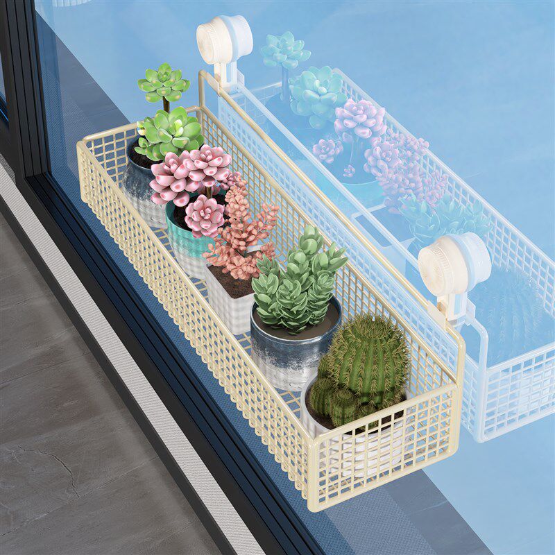 吸盘置物架阳台免打孔p花架墙上壁挂式多肉绿萝花盆篮架收纳神器