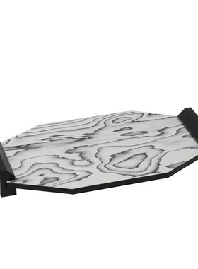 新中式侘寂风木纹龙檀木黑山v托盘收纳卧室样板房茶几桌面装饰摆