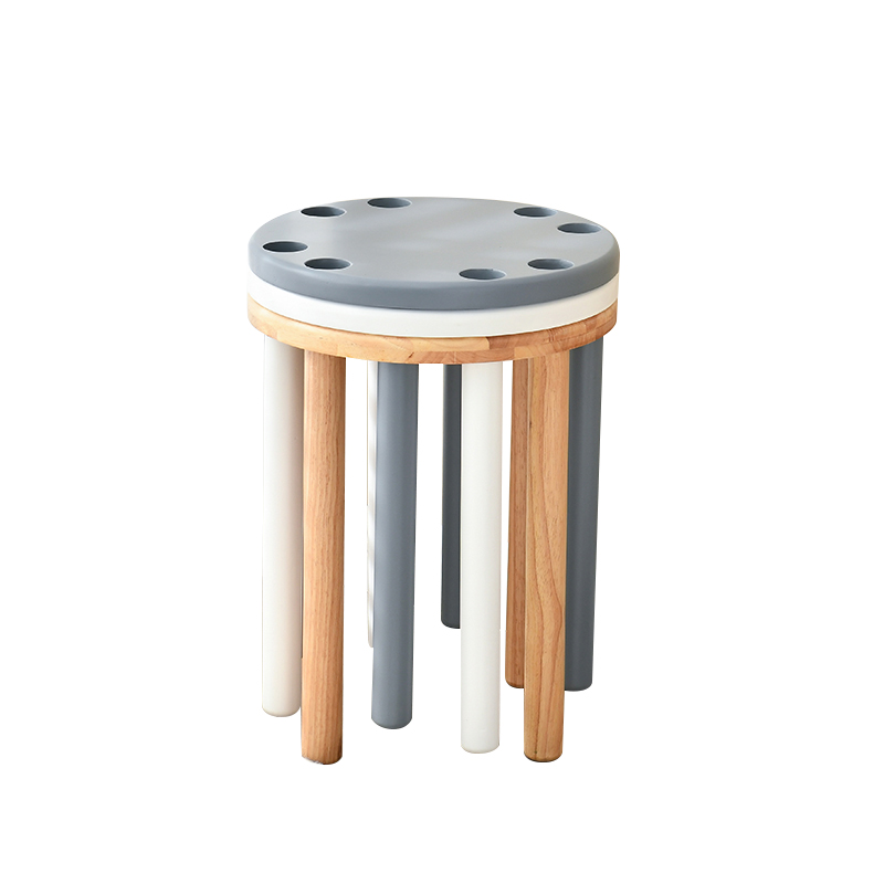 实木凳子家用木板凳客厅可叠放圆C凳餐桌凳椅子创意网红简约矮凳