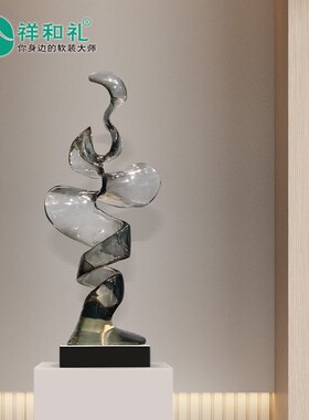 玄关摆件客厅装饰电视柜高级感落地高档轻奢竖高抽V象艺术树脂雕