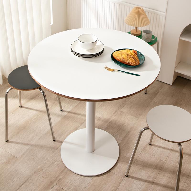 中古侘寂风圆桌家用桌椅现代简约餐厅白色创意北欧风格饭桌圆形餐