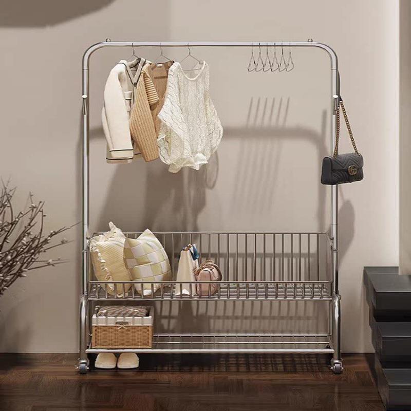 轻奢挂衣帽架晾衣架杆移动落地简易主卧室内家用隔夜衣服置物架子