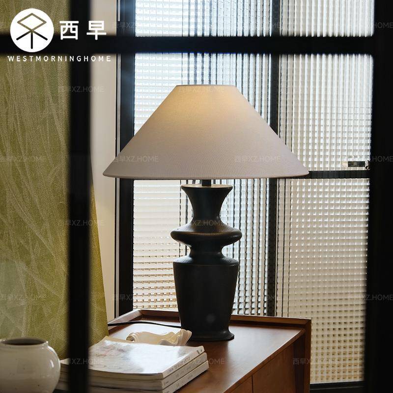 西早中古风台灯卧室床头灯高级感法式美式侘寂风设计师复古氛围灯