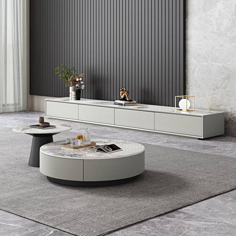 意式极简岩板电视柜茶几组合简约现代小户型客厅落地电视柜储物柜