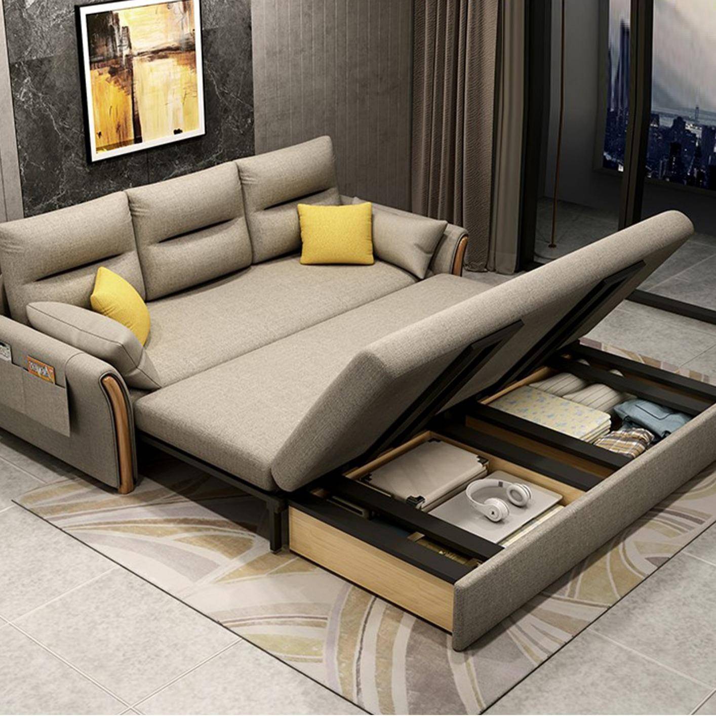 多功能折叠沙发床两用小户型客厅可拆洗双人伸缩储物北欧沙发床