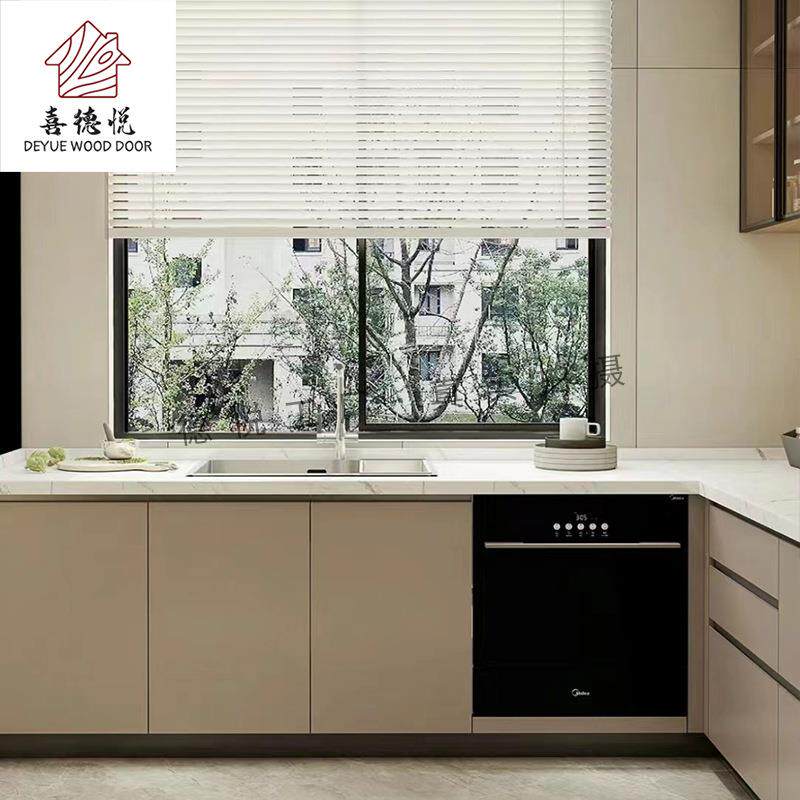 整体厨房橱柜定 制U型吊柜碗柜石英石台面家用现代简约风厨房