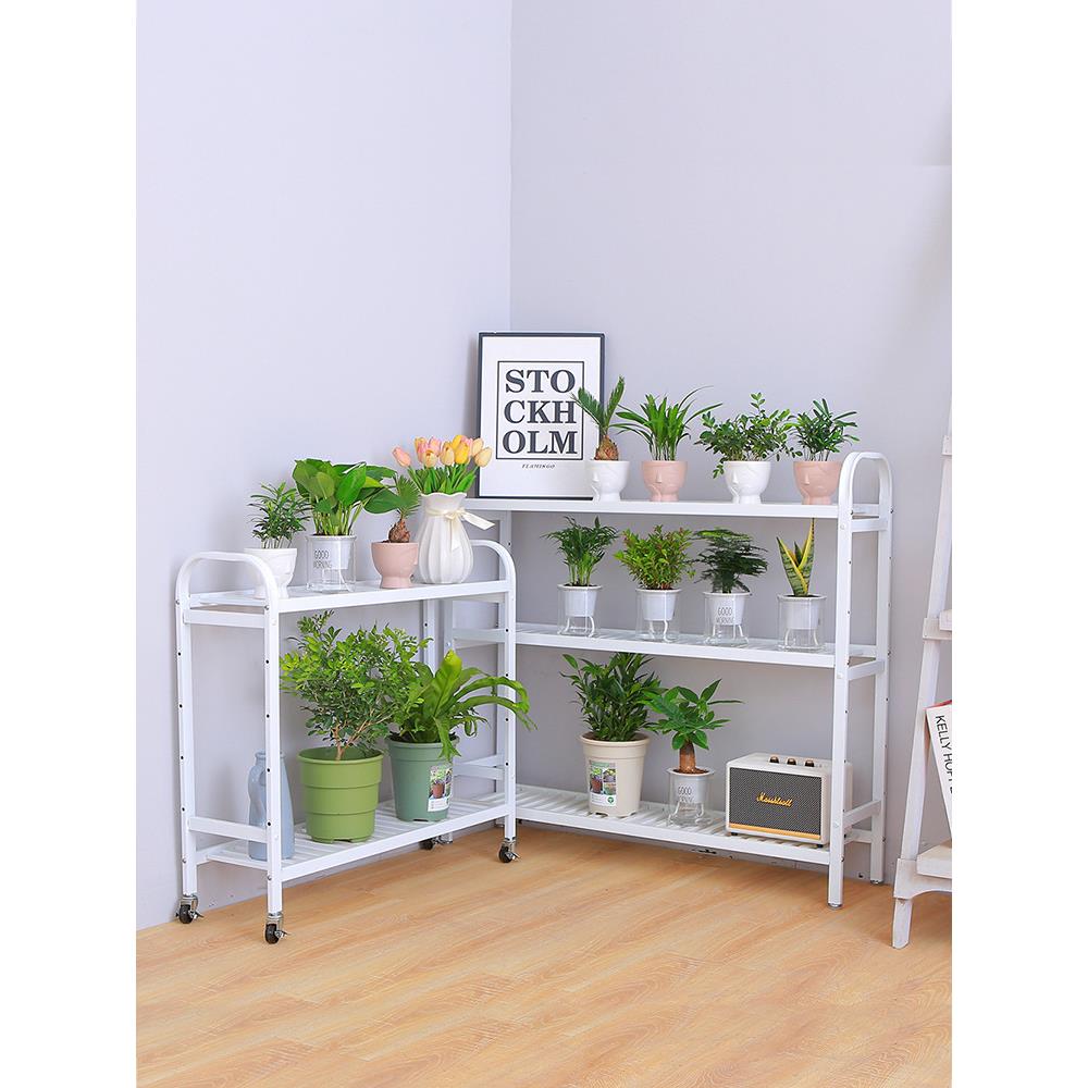 花架不锈钢阳台置物架带轮多肉花盆架多层室内养花家用户外可移动