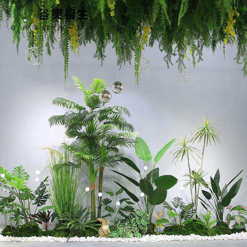 谷灵易生仿真绿植造景植物装饰室内墙角橱窗商场家居酒店布置摆件