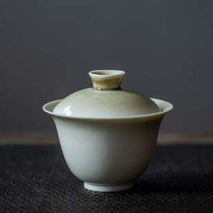 草木灰釉秋韵盖碗 岩茶 素净耐看 简洁大方 上手快 窑变釉泡茶碗