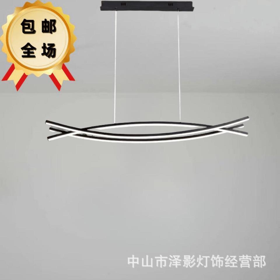 意式极简线条餐厅吊灯现代北欧设计师款厨房岛台吧台茶室个性吊灯