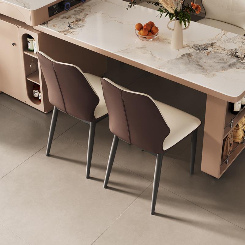 感北欧软子不锈钢餐桌椅意式现代简约靠背实木家用茶桌椅餐椅轻奢