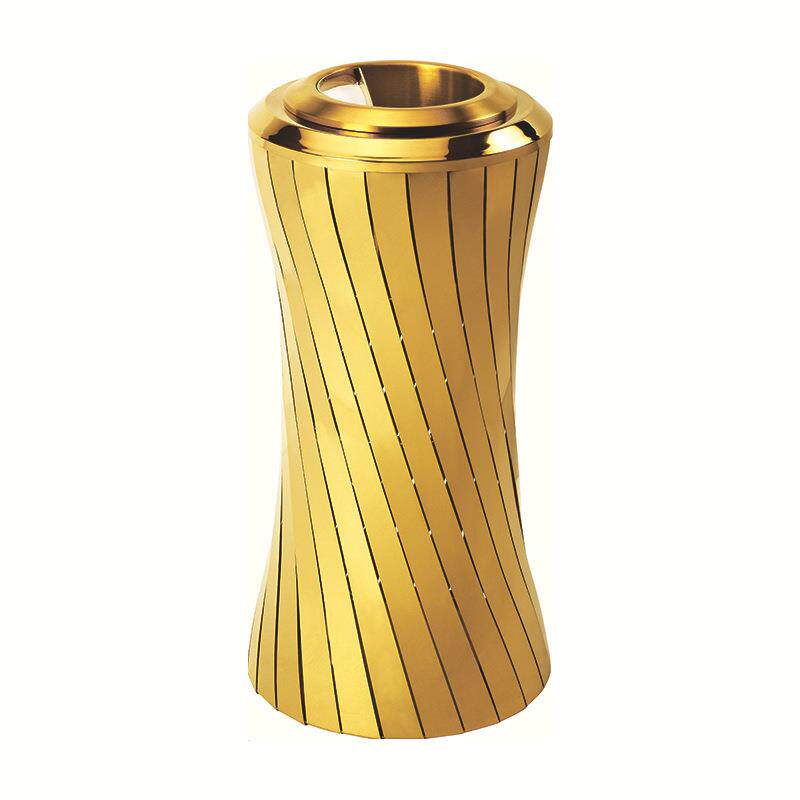 商用不锈钢黑金玫瑰金小蛮腰座地烟灰桶金色时尚创意优美烟灰桶