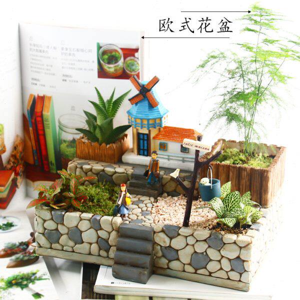 创意个性欧式城堡室内多肉植物盆栽艺术大号花盆树脂摆件家居摆设
