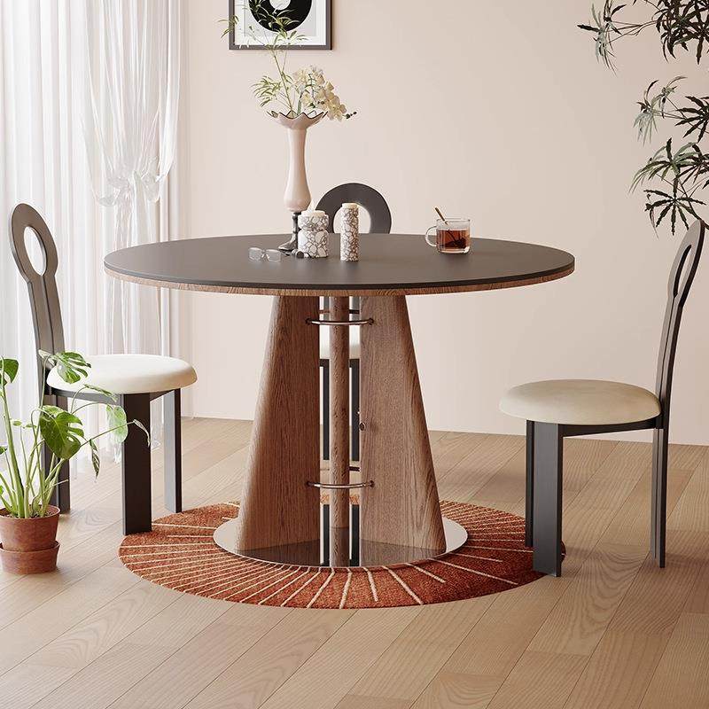 复古风全实木圆形餐桌家用小户型胡桃色中古风法式复古不锈钢底座,鲜花速递/花卉仿真/绿植园艺,割草机/草坪机,淘宝优惠券,粉丝福利购,淘宝优惠卷