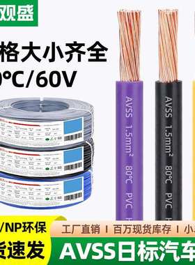 宏观盛供应日标avss汽车线薄壁国标电线10 6 4 2.5 1平方汽车线材