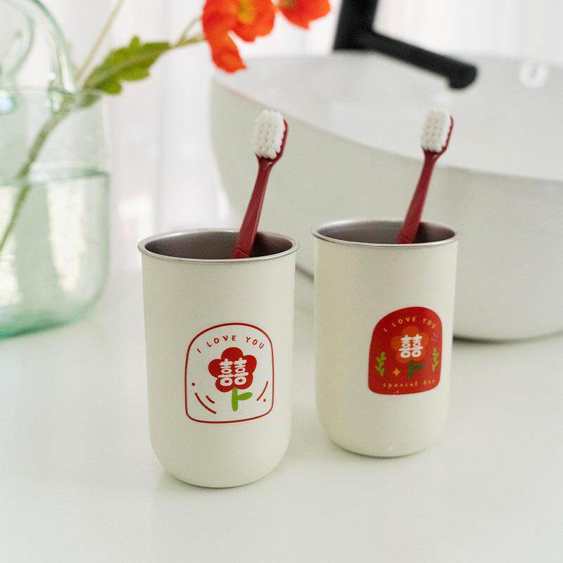 创意情侣漱口杯刷牙杯不锈钢牙缸杯子洗漱套装结婚家用风简约