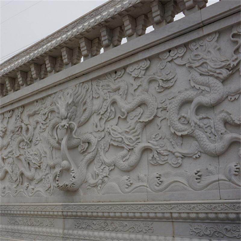 石雕浮雕天然石材雕刻大理石汉白玉酒店别墅庭院荷花鱼景观墙壁画