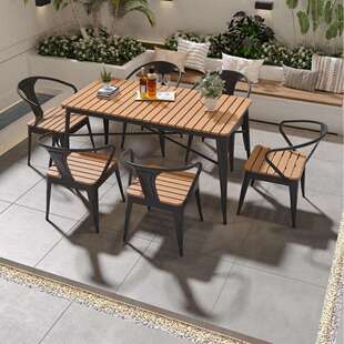 休闲塑木阳台露天庭院网红夜市防晒防水室外酒吧桌奶茶店桌椅套装