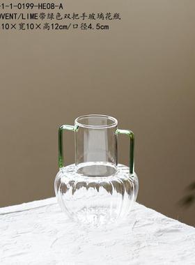 COVENT/LIME带绿色双把手玻璃花瓶