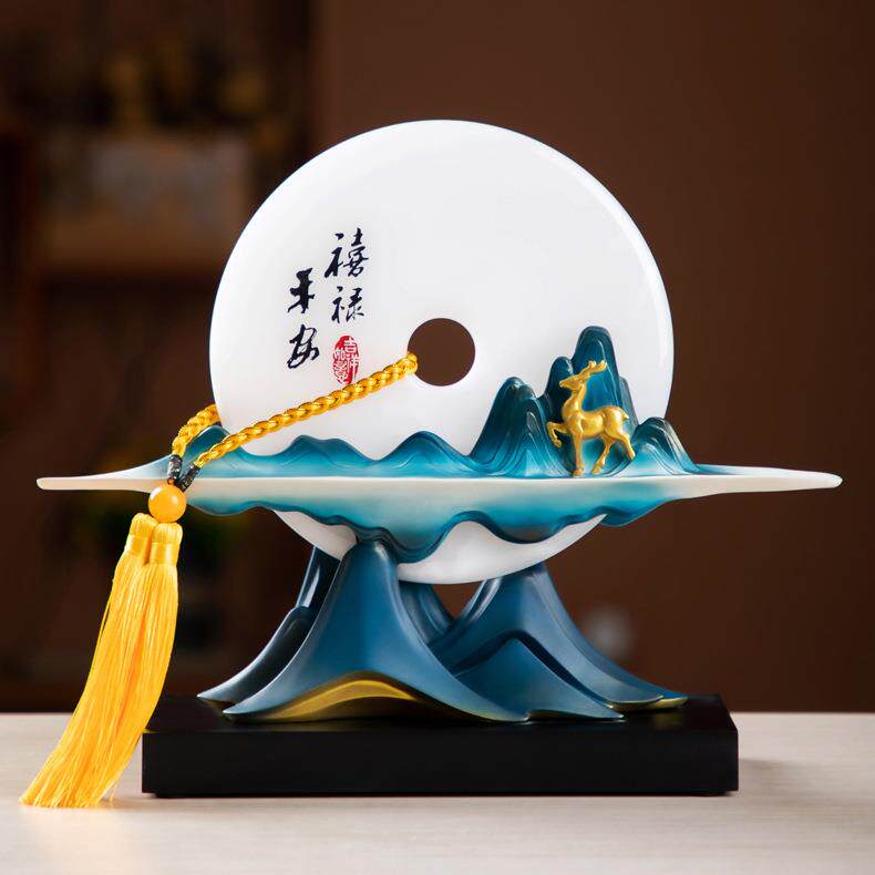 一路平安鹿摆件平安扣办公室桌玄关客厅创意中式工艺品保险开门红