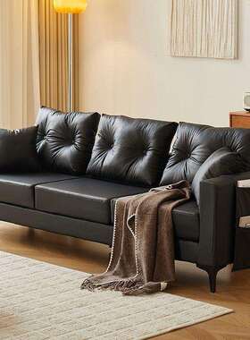 高档沙发家用出租房屋公寓服装店简约卧室双三人黑色皮沙发