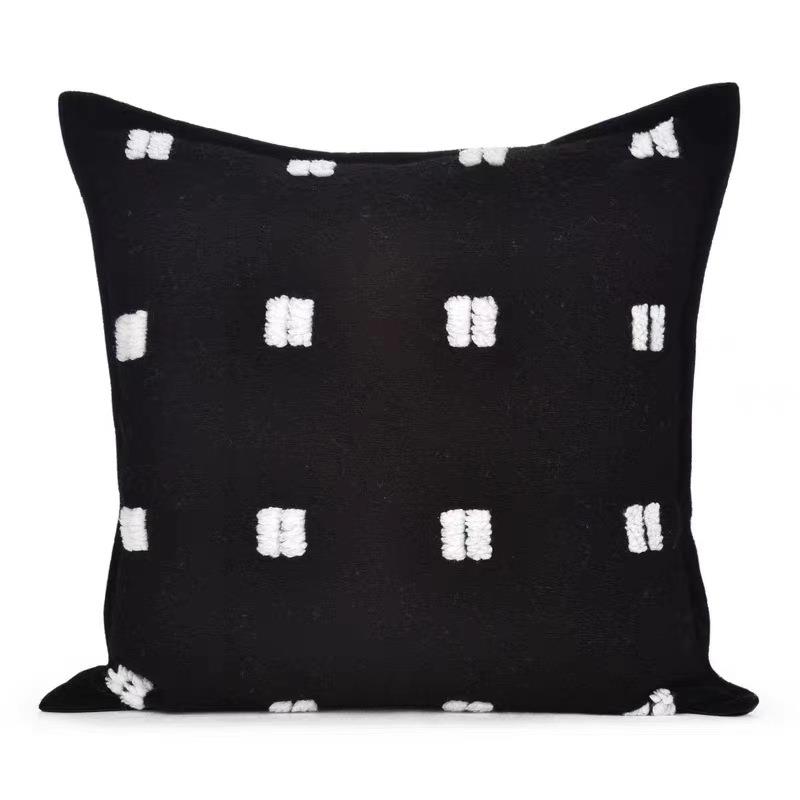 样板房客厅抱枕轻奢简约现代软装沙发靠垫方枕样板间酒店黑白抱枕