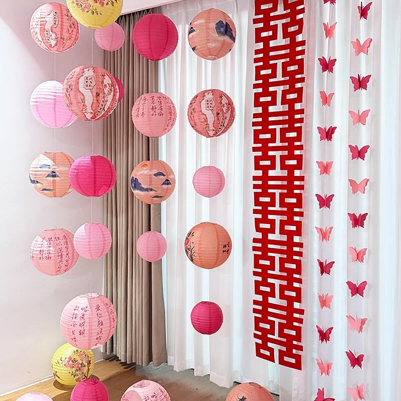 国风喜庆中式纸i灯笼婚房布置灯笼串装饰挂饰客厅吊饰结婚挂件