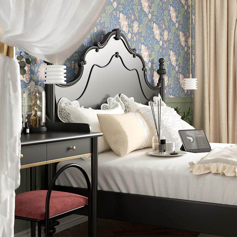 法式复古风实木床黑色双人床1.8米大床1.5m主卧室美式婚床公主