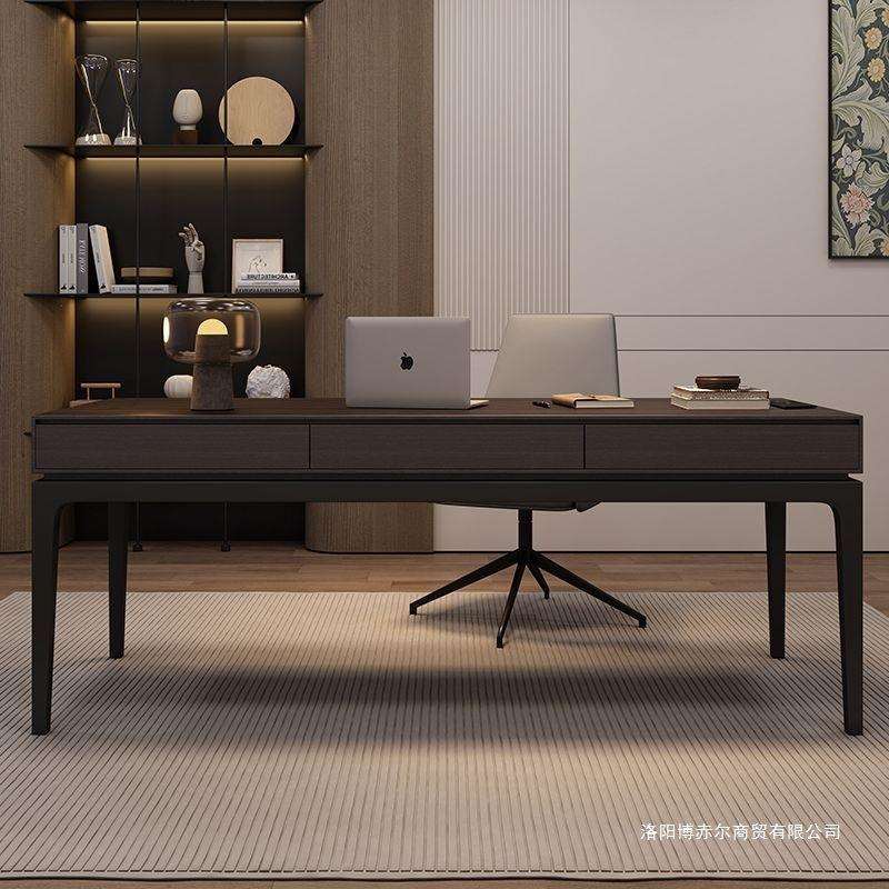 实木书桌意式轻奢现代简约工作台.家用电脑桌办公室书房办公桌