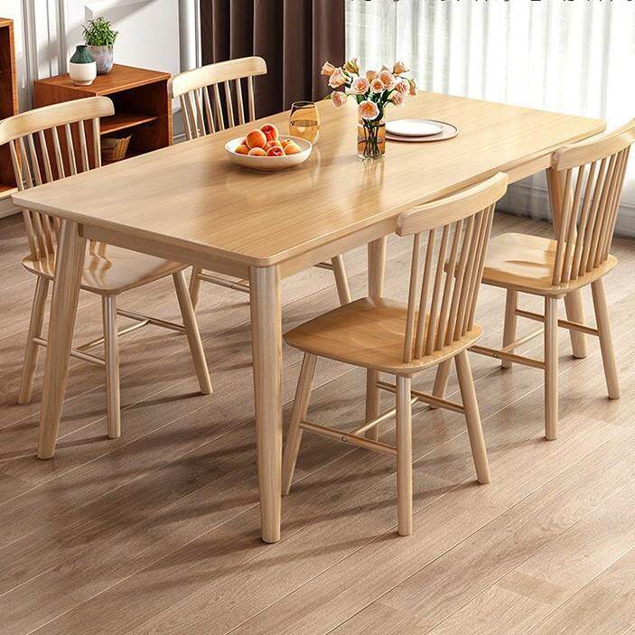 家用实木餐桌小户型北欧原木桌椅组合现代简约餐厅长方形吃饭桌子