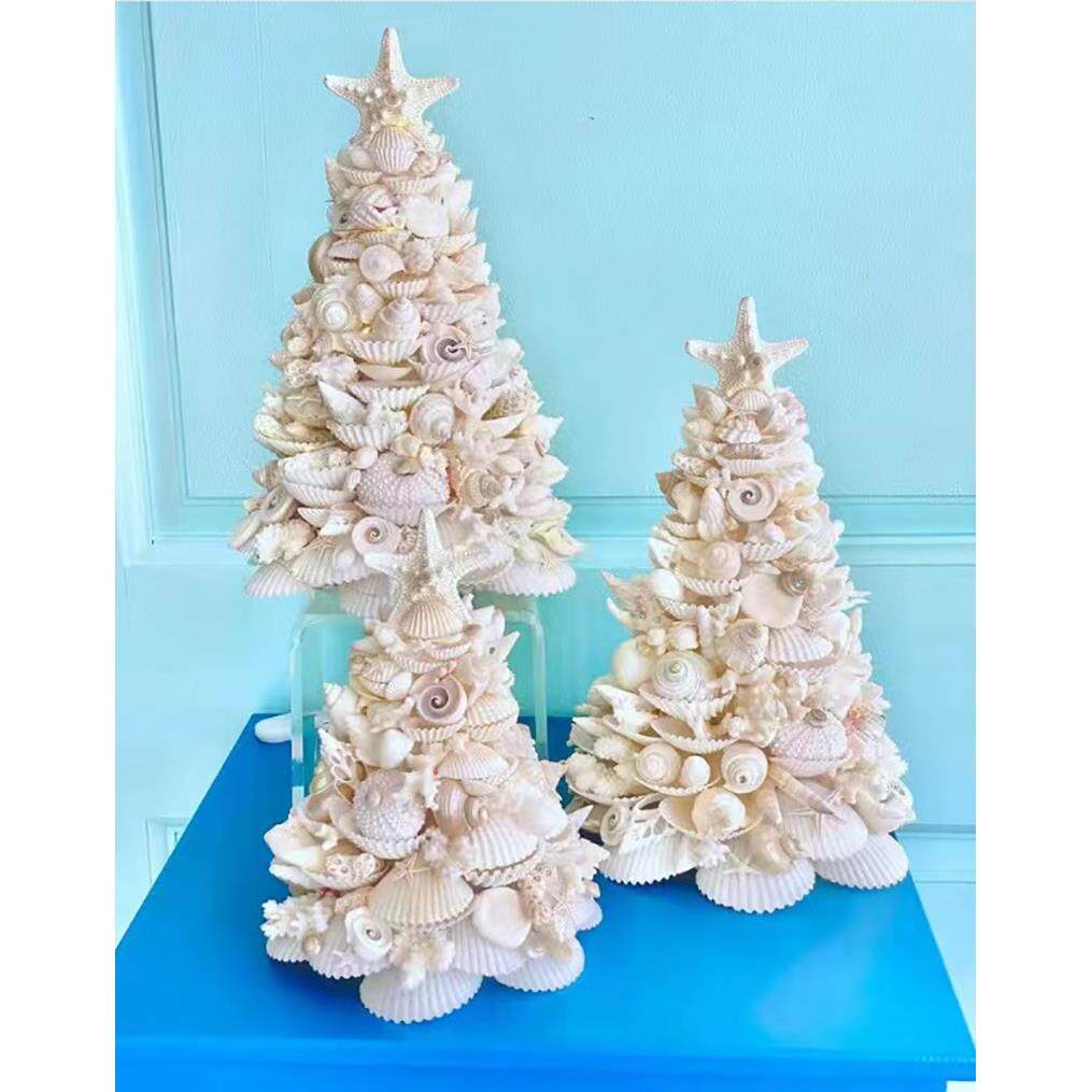跨境圣诞节圣诞树装饰品摆件设计装饰圣诞树橱窗家居装修海洋贝壳