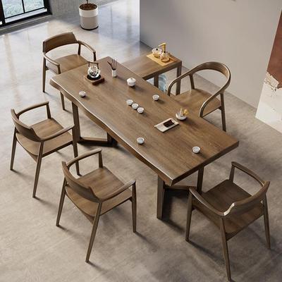 现代简约全实木泡茶桌椅组合新中式家用办公室大板桌阳台茶几茶台