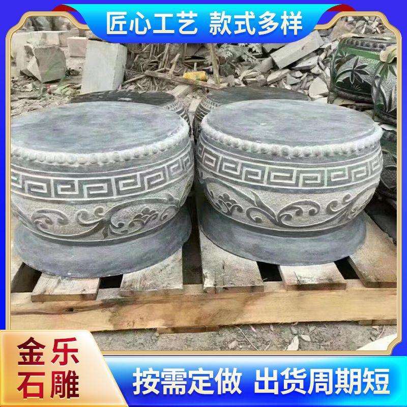厂家直销青石柱基石 柱墩石 仿古做旧石墩柱顶石装饰摆件