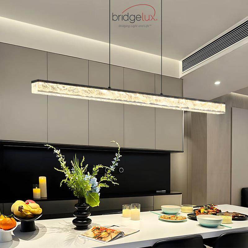 意式极简餐厅吊灯普瑞全光谱简约吧台创意餐桌饭厅高端一字长条灯