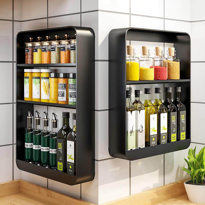 【外贸品质】免打孔厨房调料置物架墙壁挂式转角收纳调料品佐料架