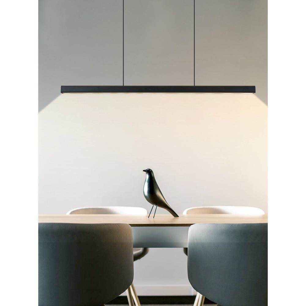 餐厅吊灯现代简约一字餐桌吧台办公室北欧极简led长条设计师灯具