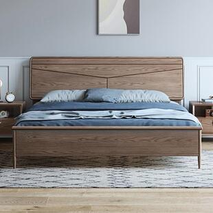 北欧白蜡木全实木床1.8米现代简约主卧室家具双人床1.5储物婚大床