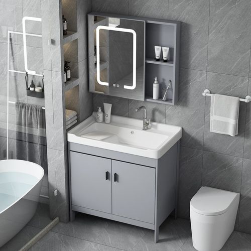 太空铝浴室柜洗漱k台卫生间陶瓷一体加深洗衣池阳台洗衣盆柜组合