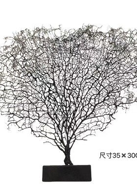 海印象现代轻奢新中式酒店样板房售楼处客厅书房S珊瑚树摆件装饰