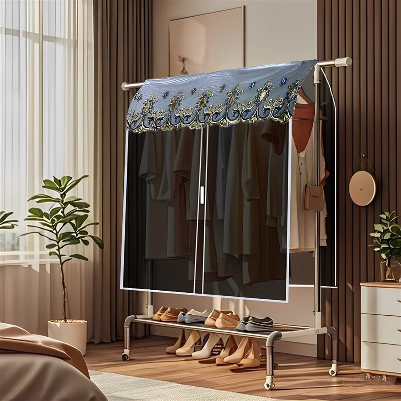 防尘罩晾衣架罩防潮m防灰可水洗防尘罩全封闭衣架遮灰布落地架衣