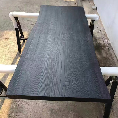 碳化木板桌板茶台黑色桌面板台面方木墩炭化实木板白蜡.木大板定