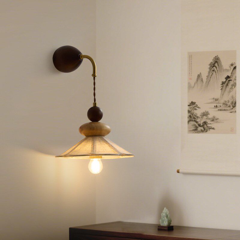 2025新款中古风新中q式壁灯原木风主卧室床头壁灯走廊过道客厅墙