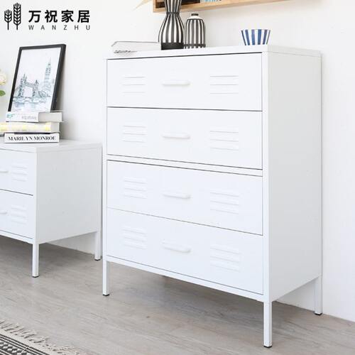 万祝客厅卧室置物储物四抽收纳柜 现代简约经济环保钢制整理斗柜